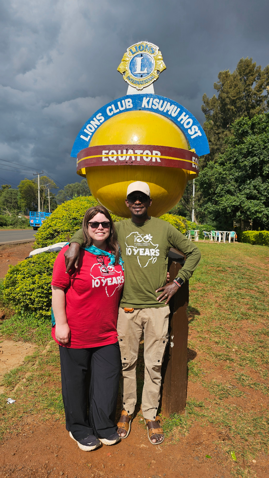 Heidi Totten and Moses Masoi at the equator in Kenya