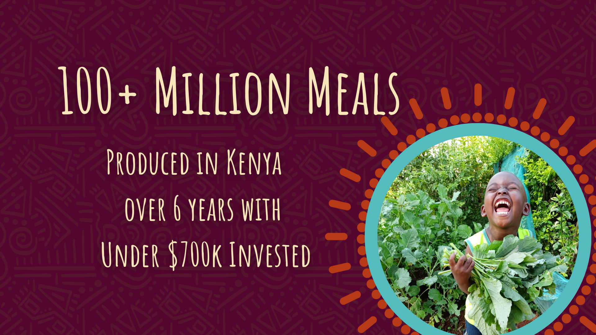 100+ Million Meals produced in Kenya over 6 years with under $700k invested.