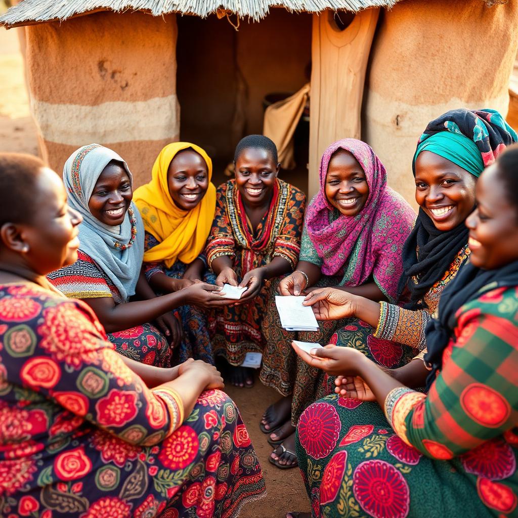Kenyan women meeting in a savings and lending circle in their village